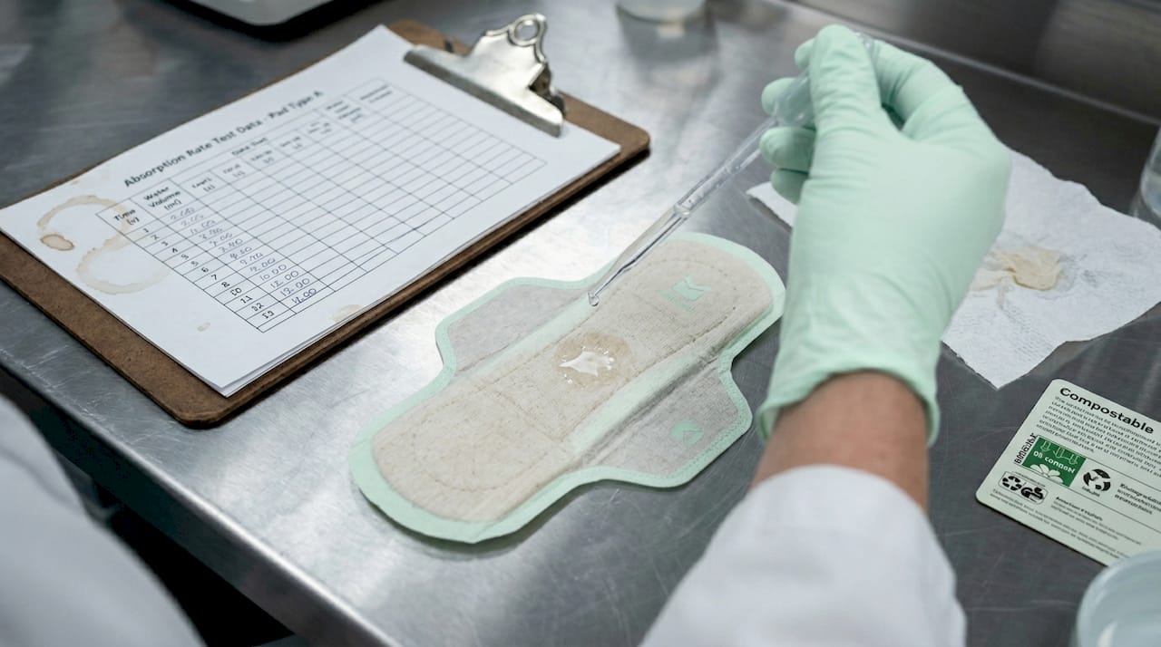 Compostable period pad being tested in lab