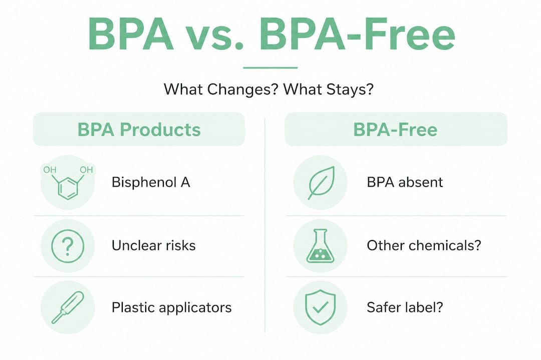 Infographic comparing BPA and BPA-free period products