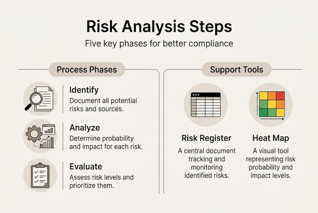 Infographic outlining risk analysis process steps