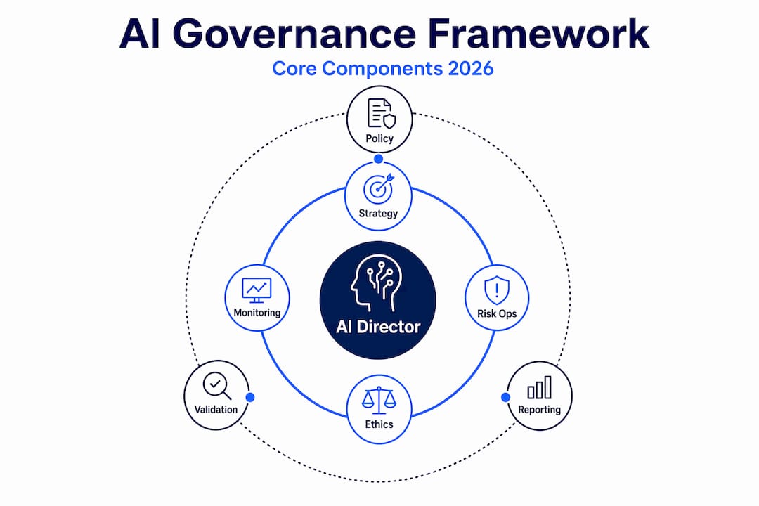 Hierarchy diagram of AI governance framework core components