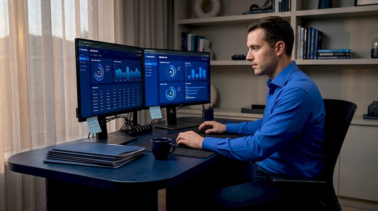 Bank analyst working on AI loan dashboard