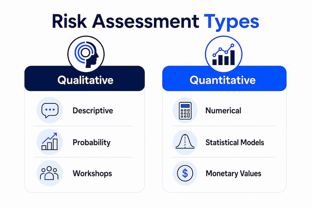 Infographic comparing qualitative and quantitative risk assessments