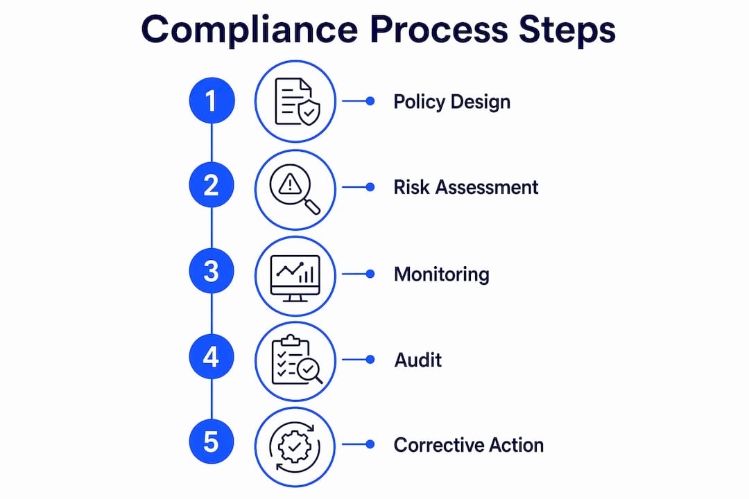 Infographic showing compliance process steps