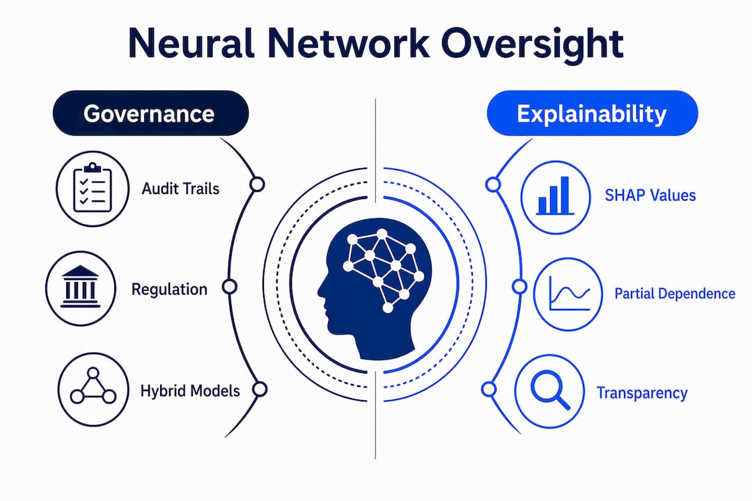 Infographic comparing governance and explainability in neural networks