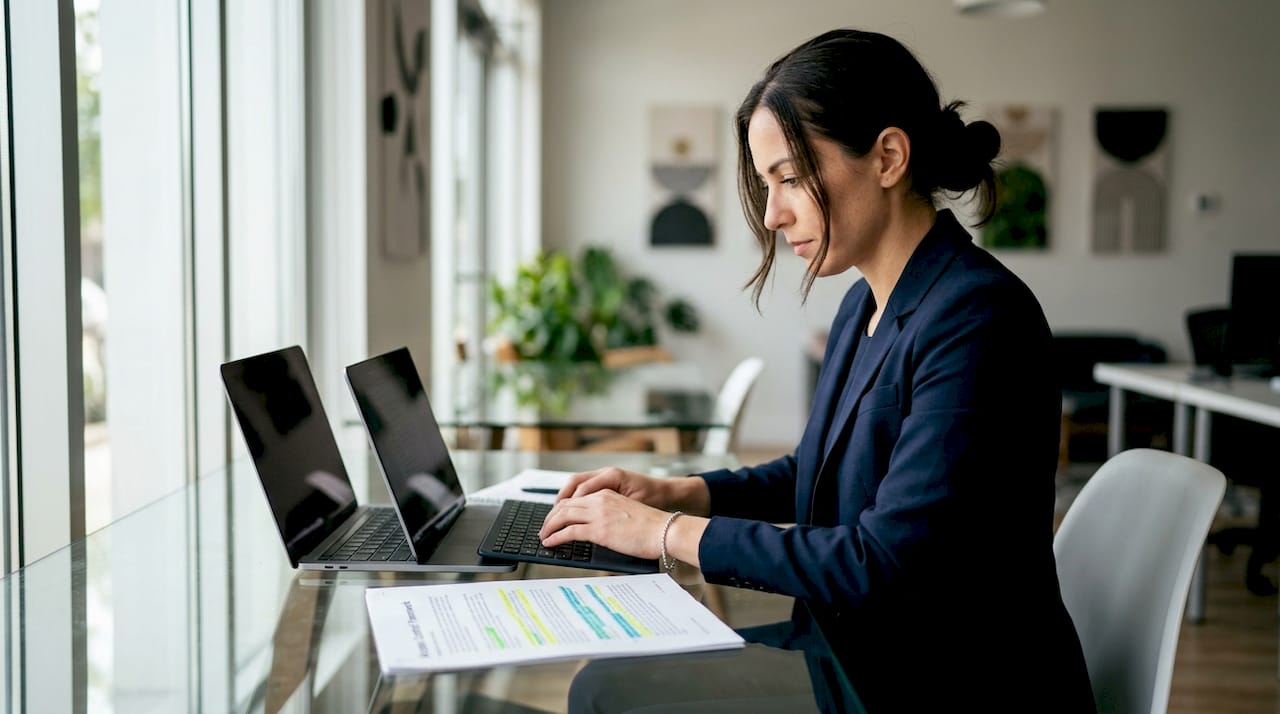 Hands typing managing access control settings
