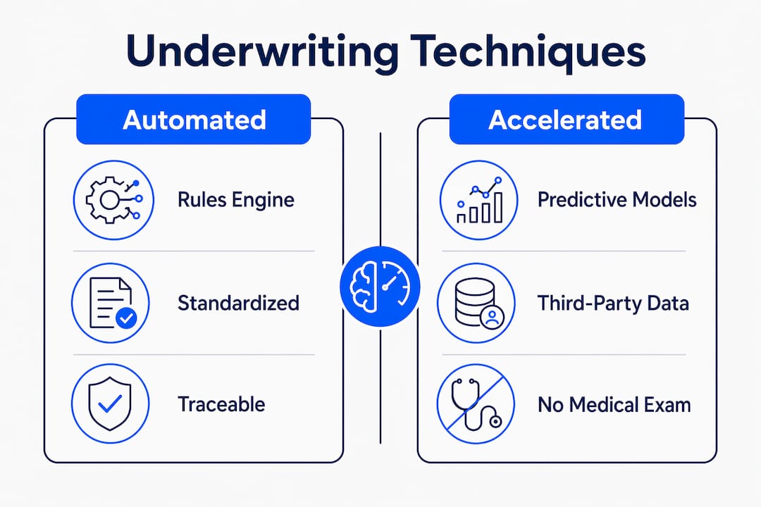 Infographic comparing automated and accelerated underwriting