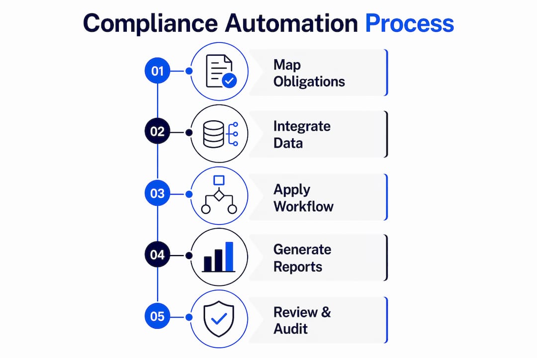Infographic showing compliance automation process steps