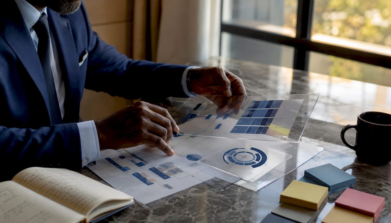Hands reviewing risk lifecycle documents
