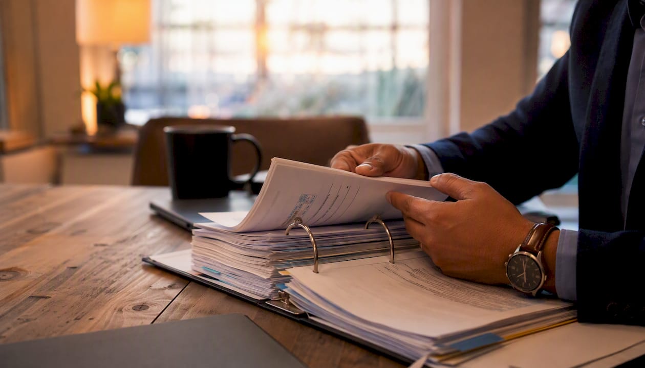 Hands reviewing Freddie Mac mortgage paperwork