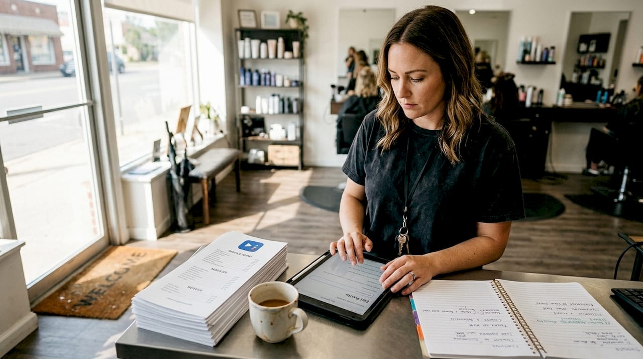 Salon employee updating Google Business Profile