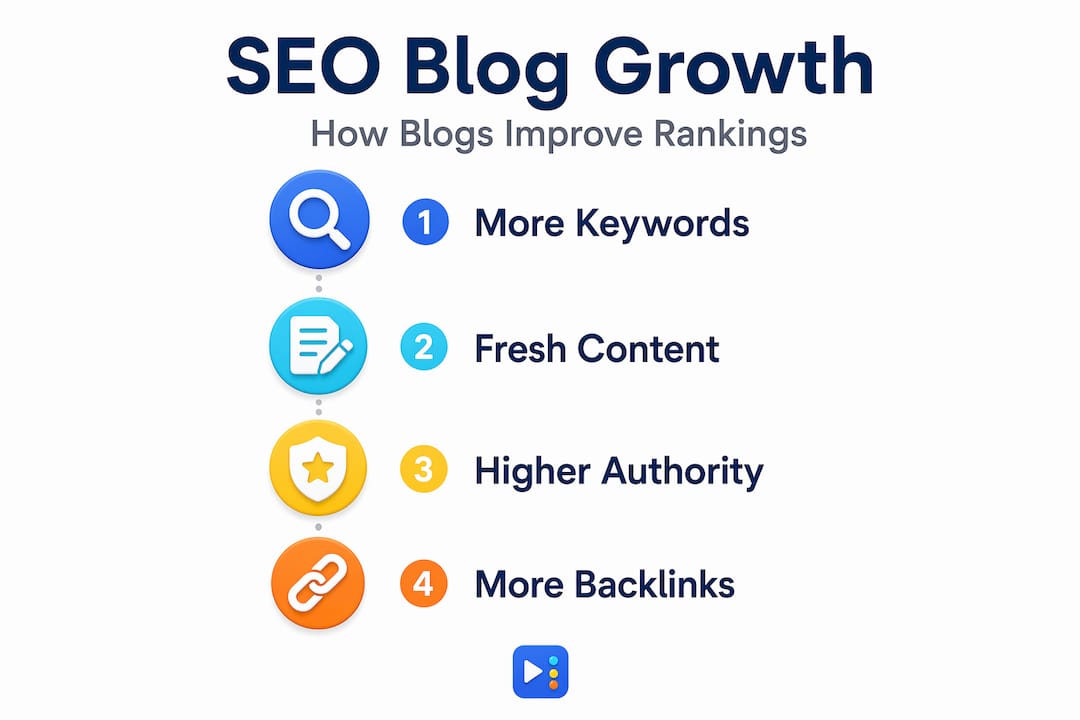 Infographic showing blog-driven SEO improvement steps