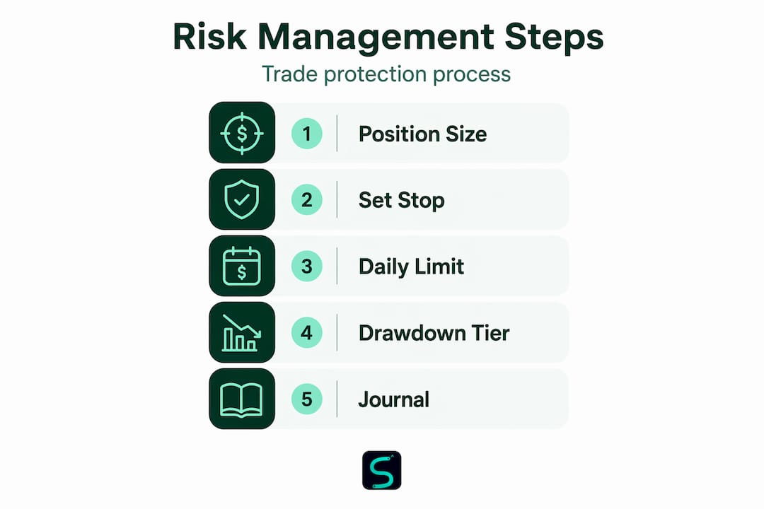 Trading risk management steps infographic
