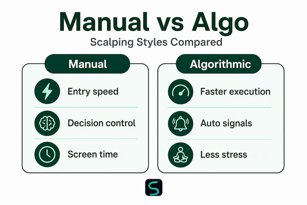 Infographic comparing manual and algorithmic scalping