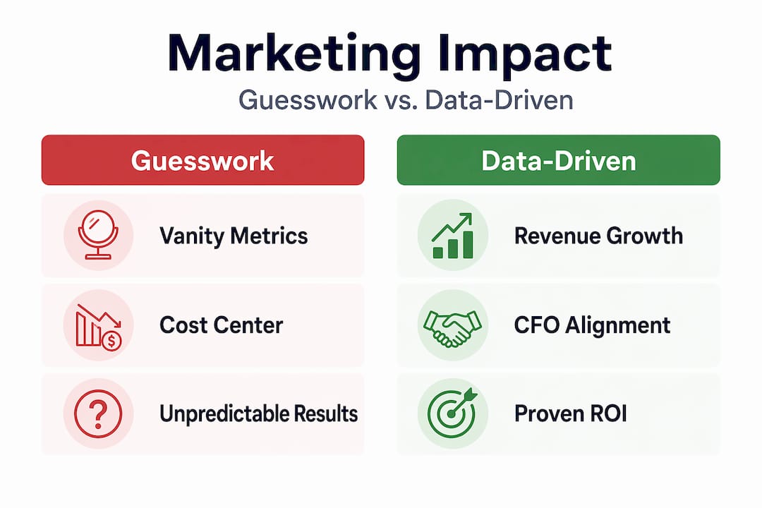 Infographic comparing guesswork and data-driven marketing
