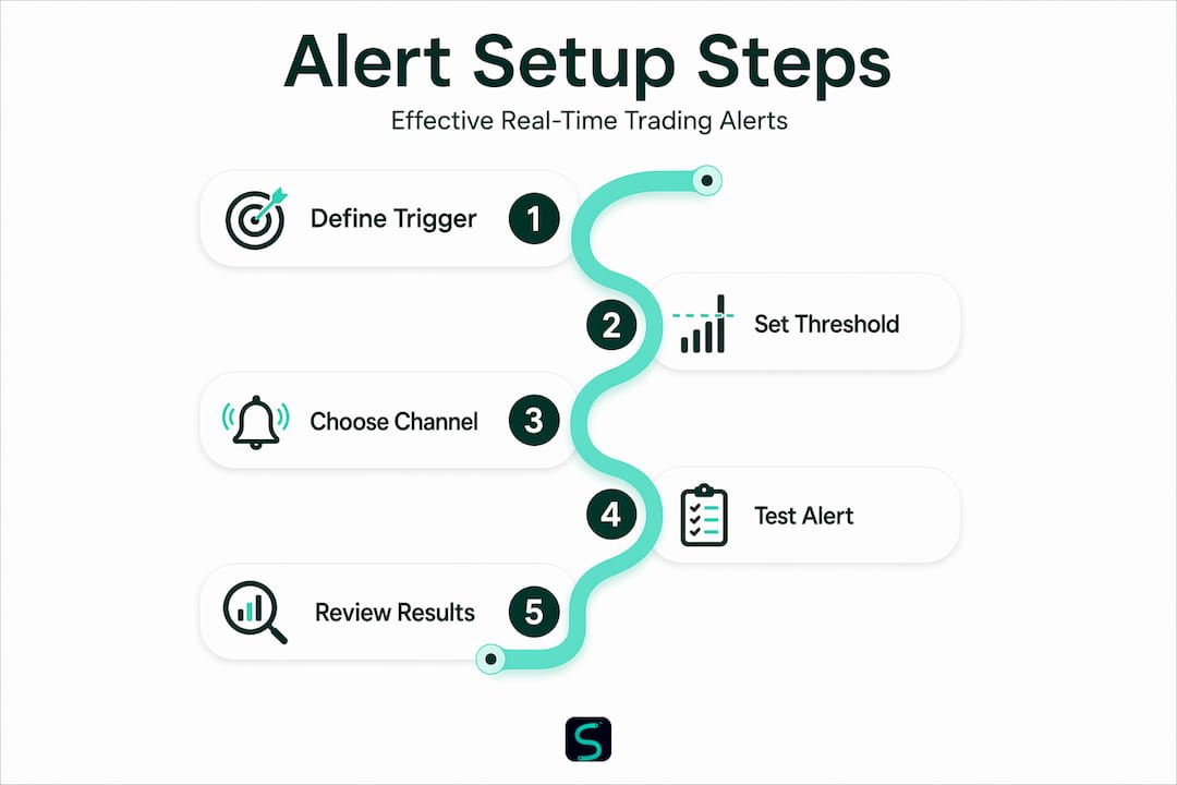 Infographic showing alert setup steps flow