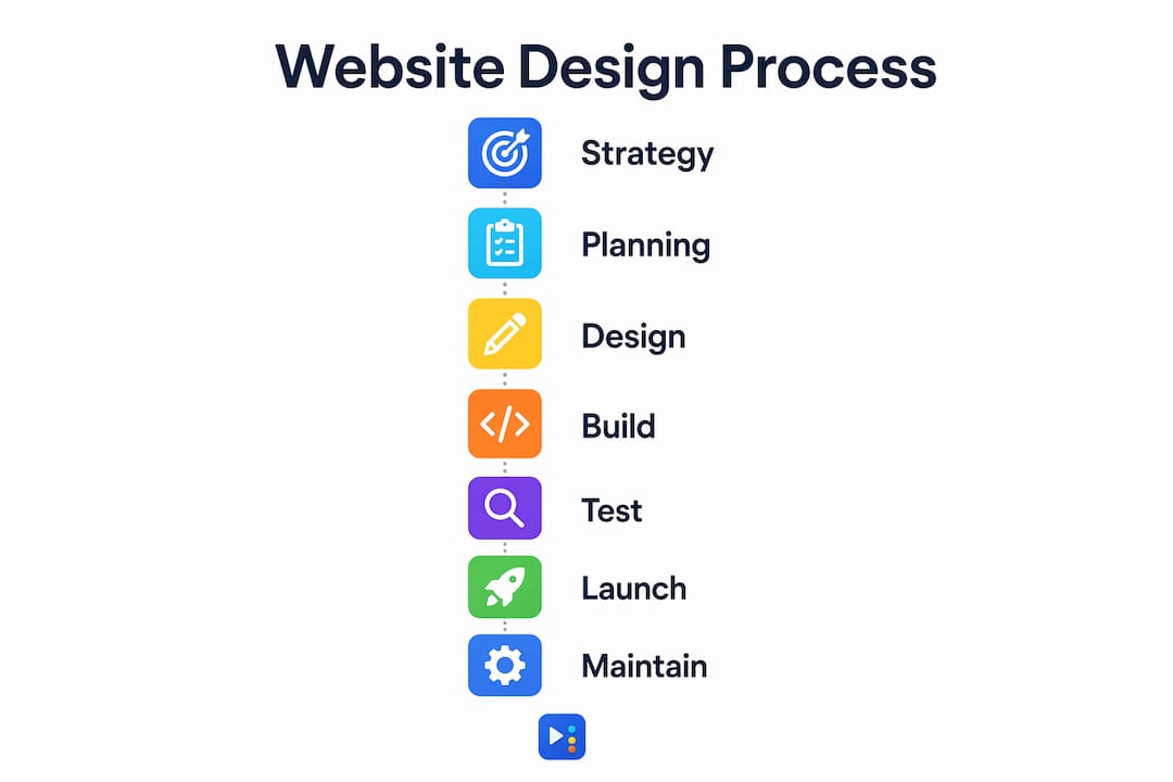 Infographic of website design process steps