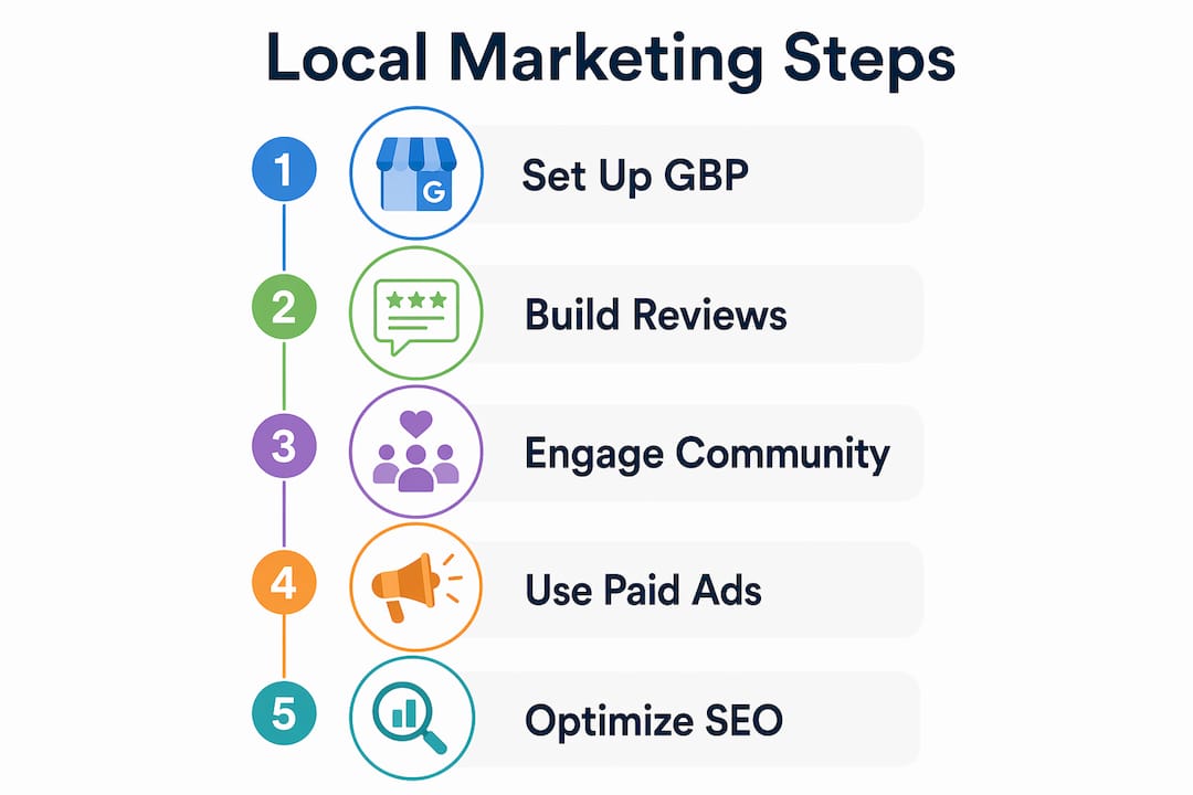 Infographic outlining local marketing steps