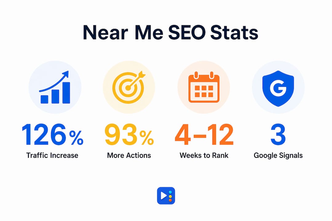 Infographic with key statistics on near me local SEO performance