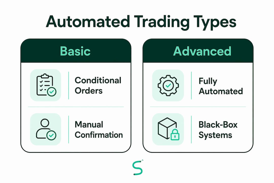 Infographic comparing basic versus advanced automated trading types