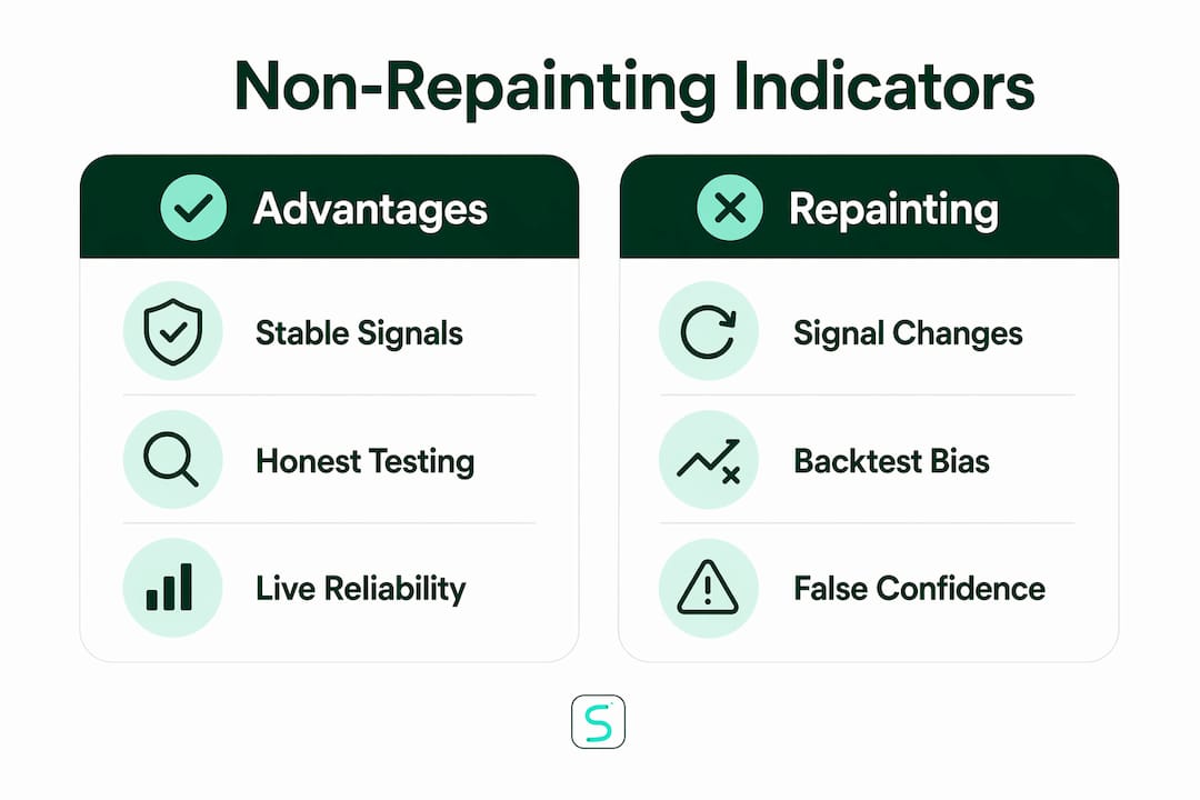 Infographic comparing benefits and downsides of indicator types