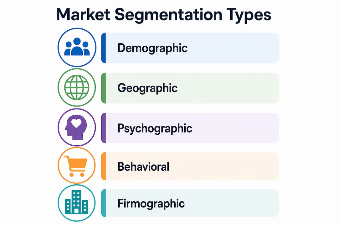 Infographic listing main types of market segmentation