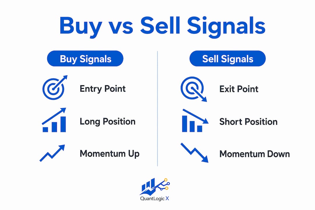 Infographic comparing buy vs sell trading signals