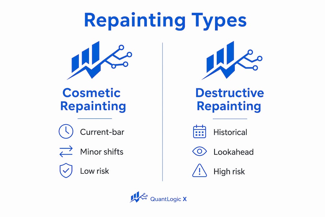 Infographic comparing cosmetic and destructive repainting types