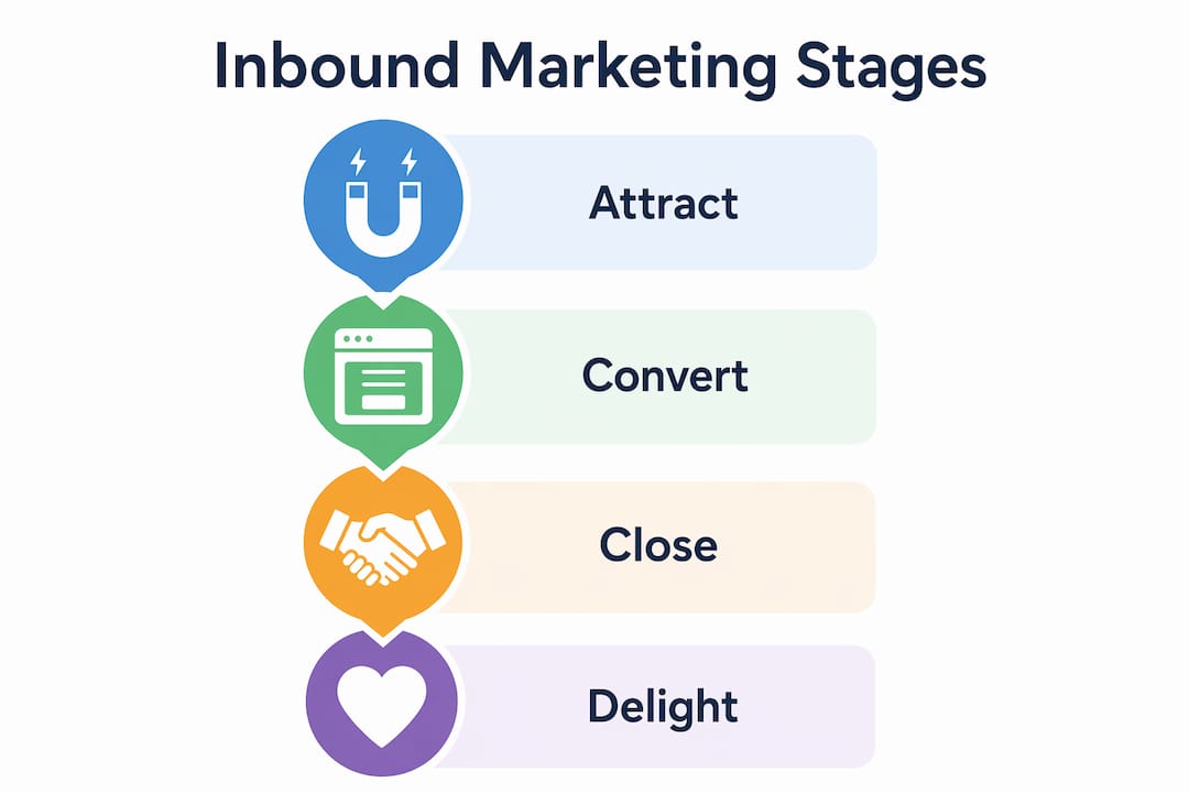 Infographic illustrating four core inbound marketing stages