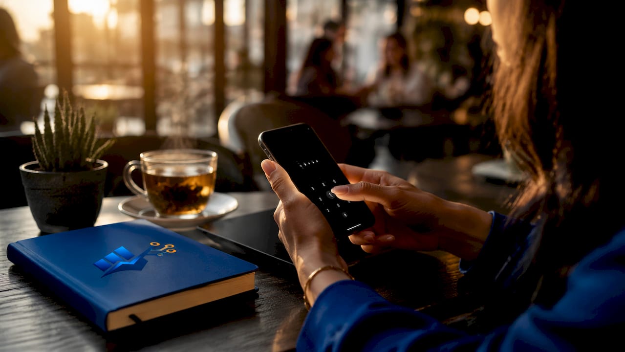 Hands entering smartphone code for secure crypto trading