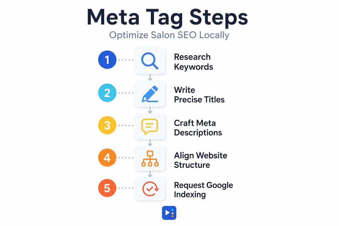 Infographic outlining salon meta tag optimization steps