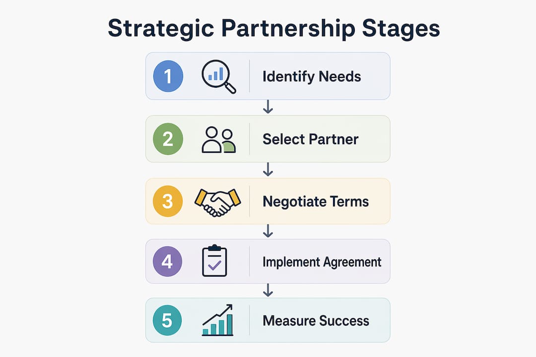 Infographic outlining stages of strategic partnerships