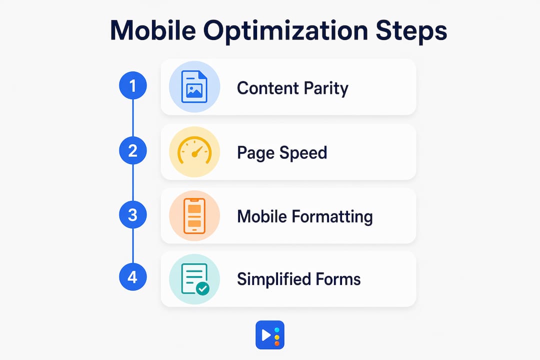 Infographic outlining mobile optimization four key steps