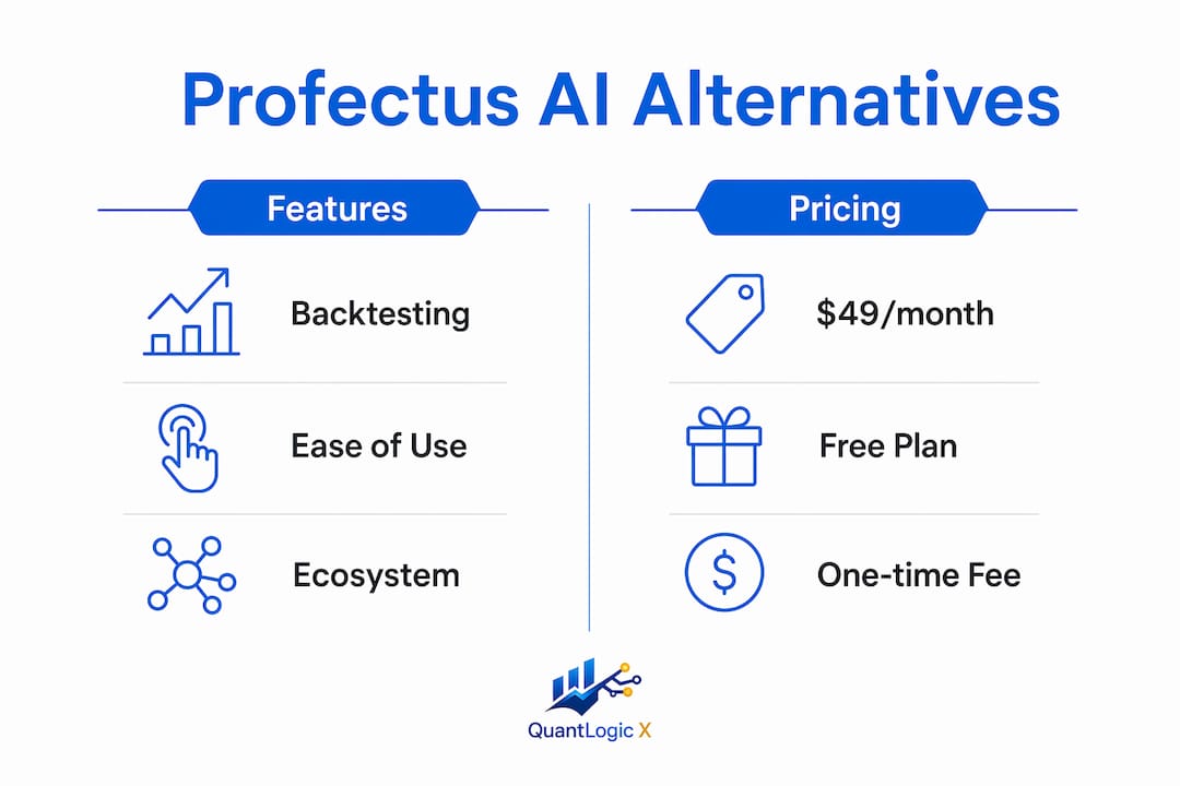 Infographic comparing features and pricing of Profectus AI alternatives