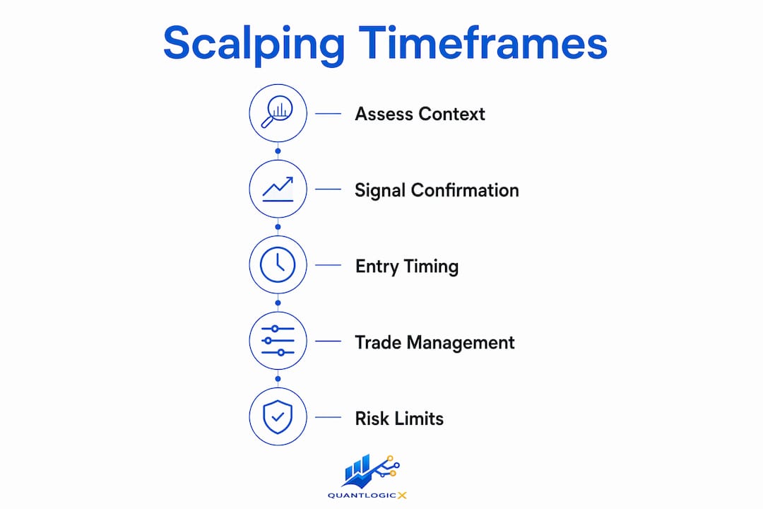 Infographic showing scalping timeframe steps