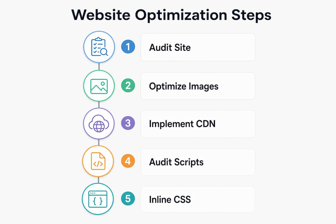 Infographic listing key website optimization steps