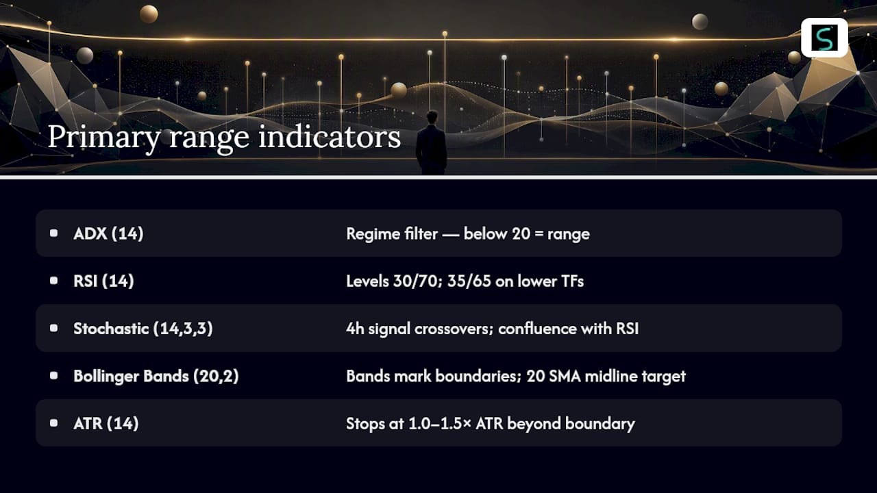 Diagram of range trading indicators and settings