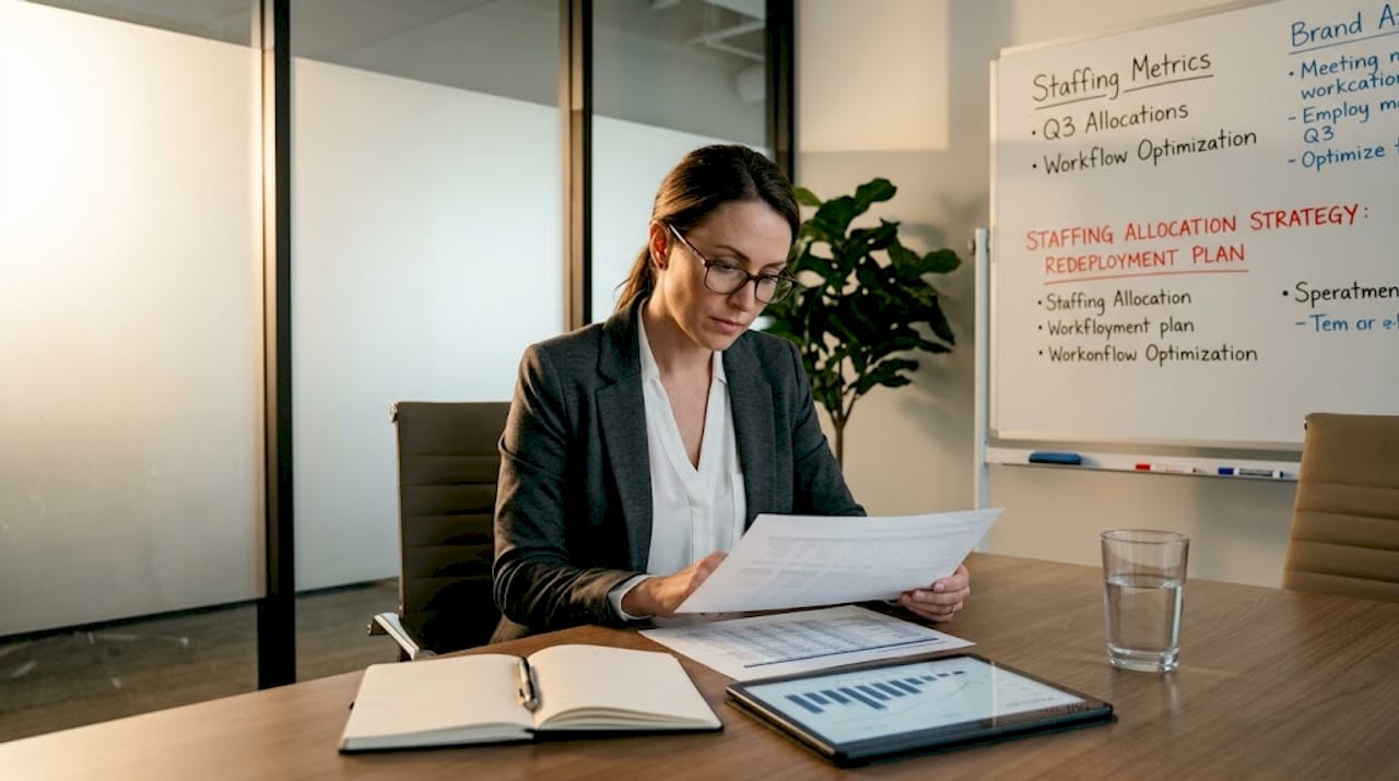 Offshore Staffing Cost-Benefit Analysis for Leaders 3 Manager assessing offshore staffing documents