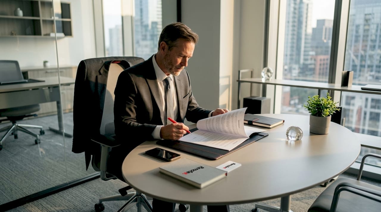 Offshore Staffing Risk Mitigation Checklist for 2026 2 Attorney reviews contract in bright city office