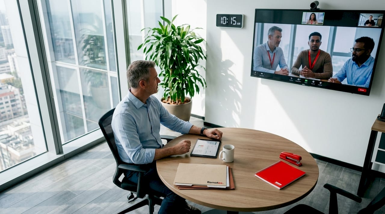 Offshore Staffing Contract Types: A 2026 Decision Guide 2 Project manager conferencing with offshore dedicated team