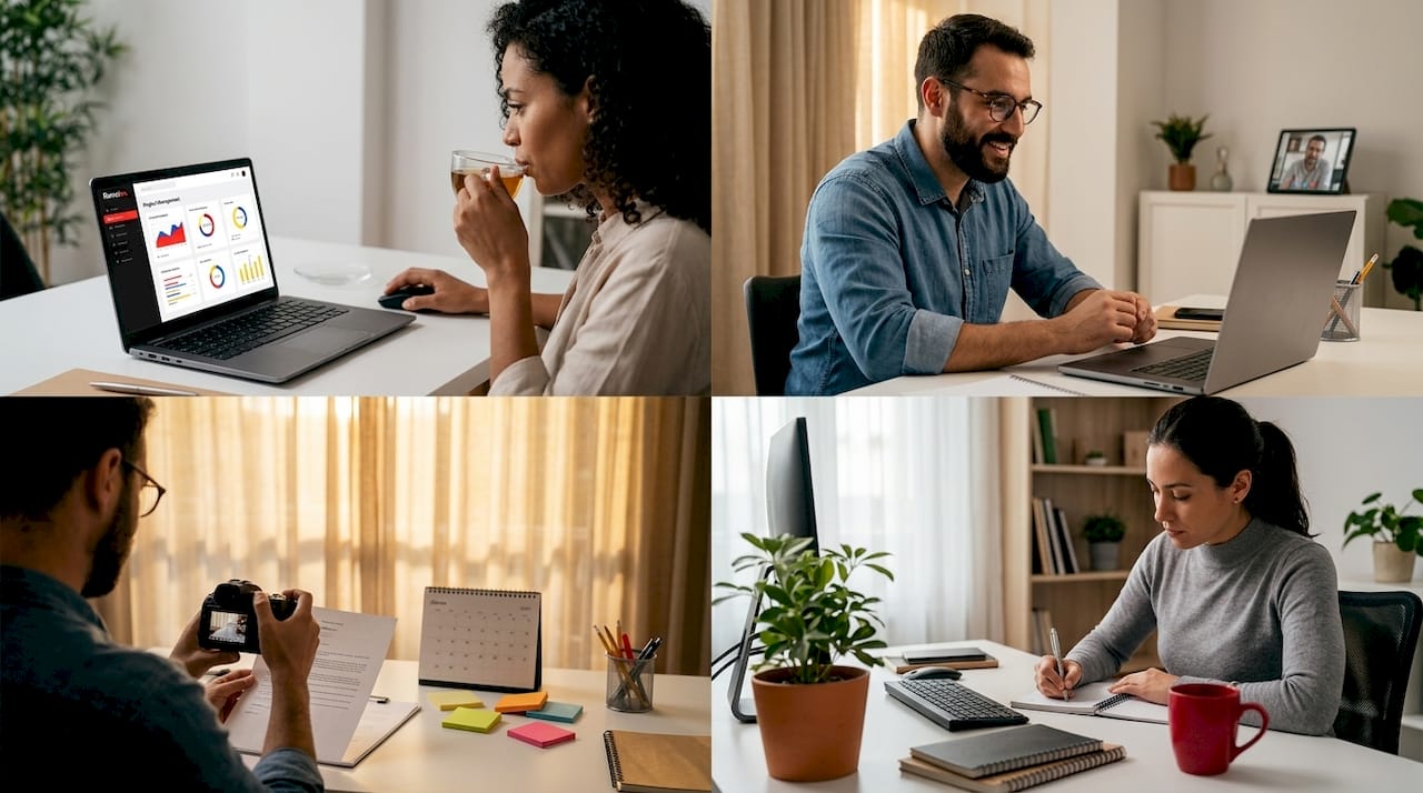 Why Offshore Staffing Improves Scalability for Growing Businesses 2 Remote team collaborating from separate workspaces