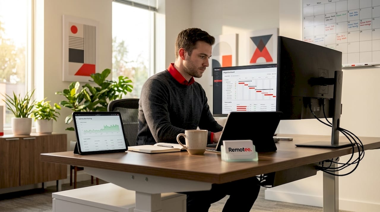 Offshore Workforce Contingency Planning: A 2026 Guide 2 Project manager updating dashboard in workplace