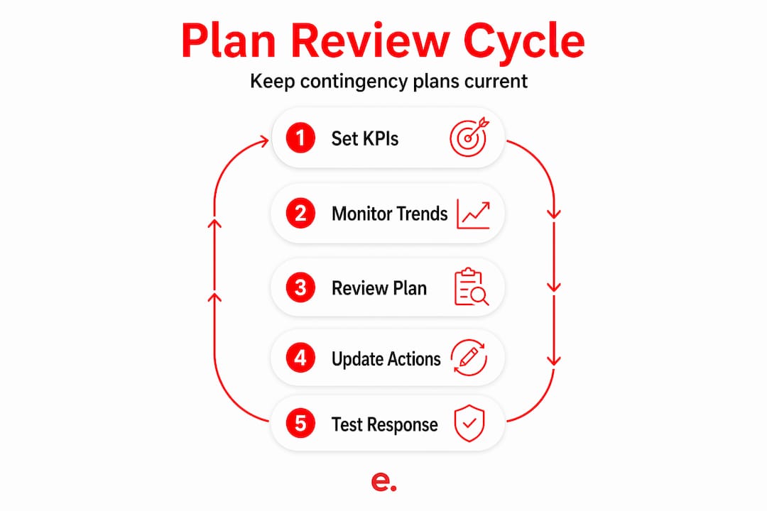 Offshore Workforce Contingency Planning: A 2026 Guide 3 Infographic outlining contingency plan review steps