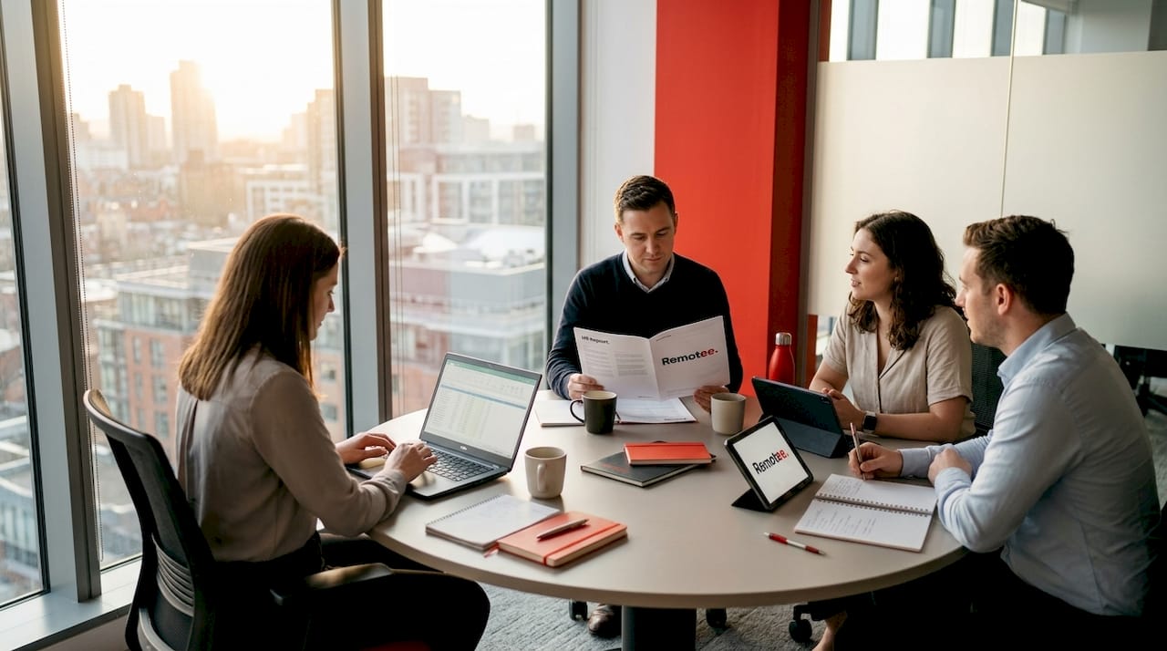 Offshore Staff Retention Strategies That Actually Work 2 Staff discuss pay transparency at meeting
