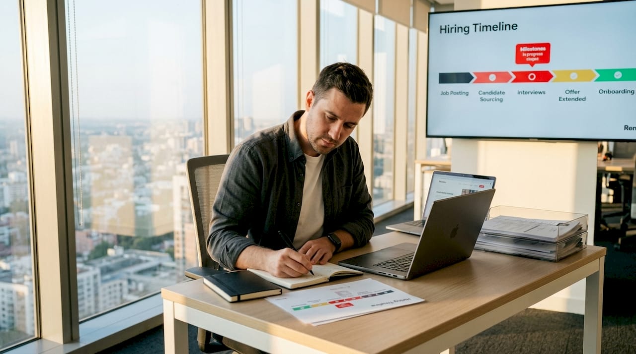 Why Offshore Hiring Timelines Matter for Tech Teams 2 Manager reviewing offshore hiring timeline chart