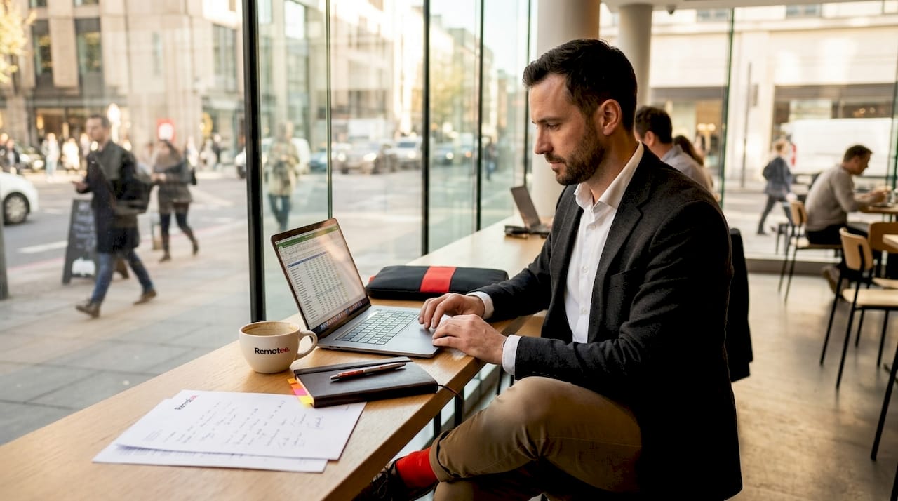 How to Calculate Offshore Hiring Savings in 2026 2 Person reviewing offshore hiring spreadsheet