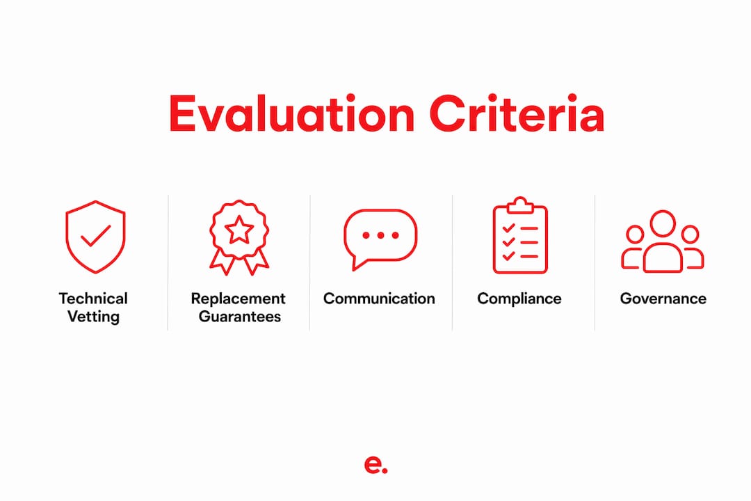 How to Evaluate Offshore Staffing Vendors in 2026 3 Infographic showing key evaluation criteria hierarchy