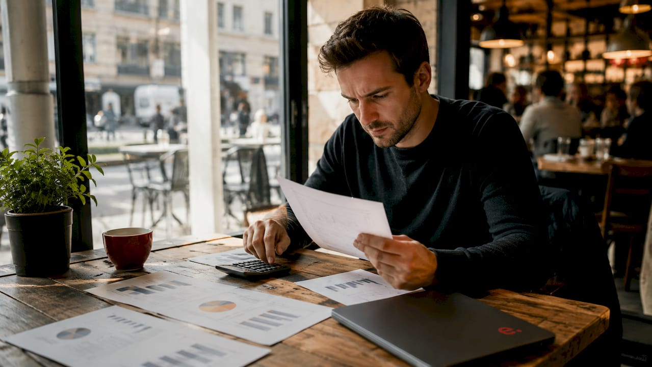 Startup founder reviewing hiring costs