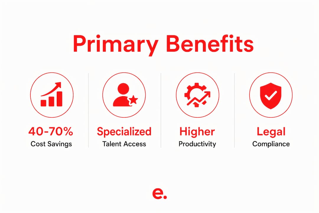 Infographic showing primary benefits of full-time offshore employees