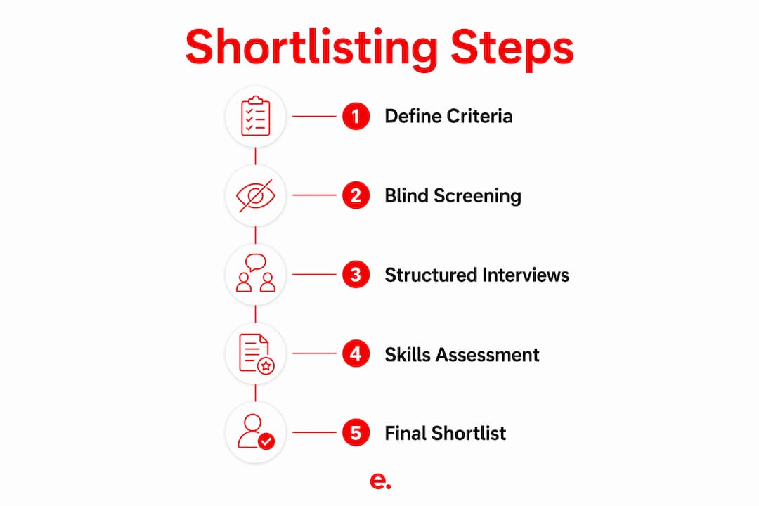 Infographic showing steps in talent shortlisting process