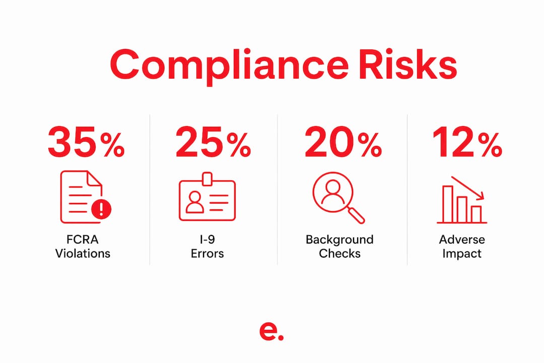 Infographic displaying major compliance risk percentages in hiring